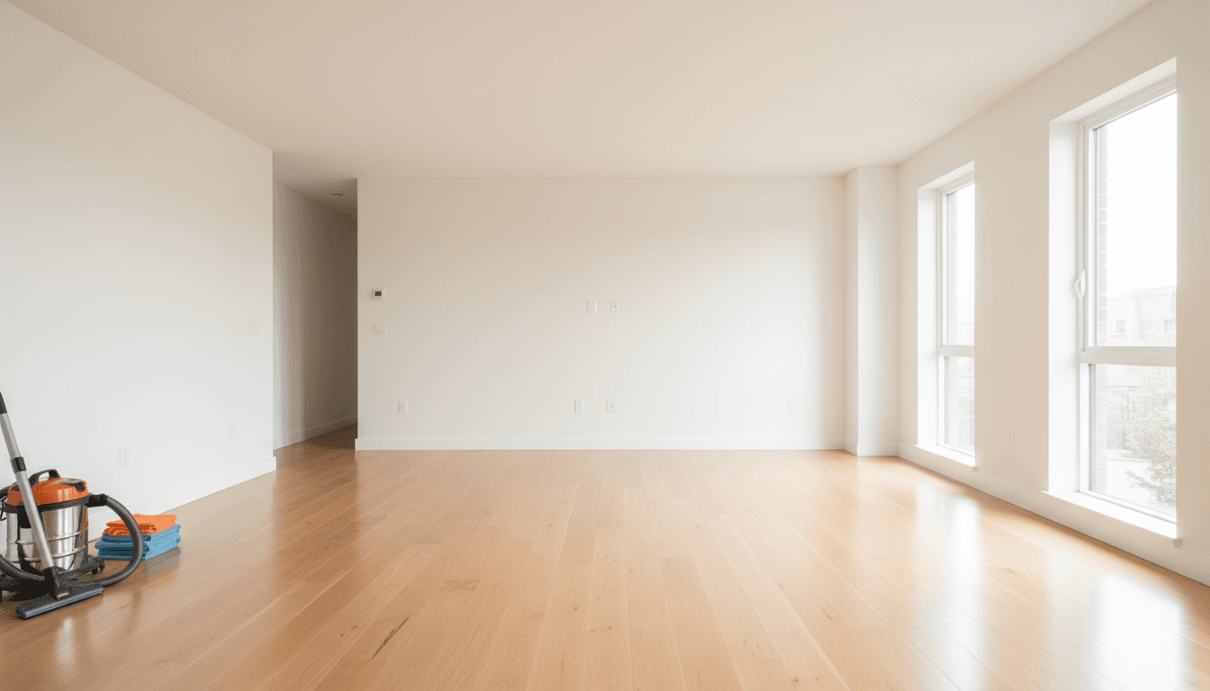 Freshly cleaned and painted apartment living room ready for new residents